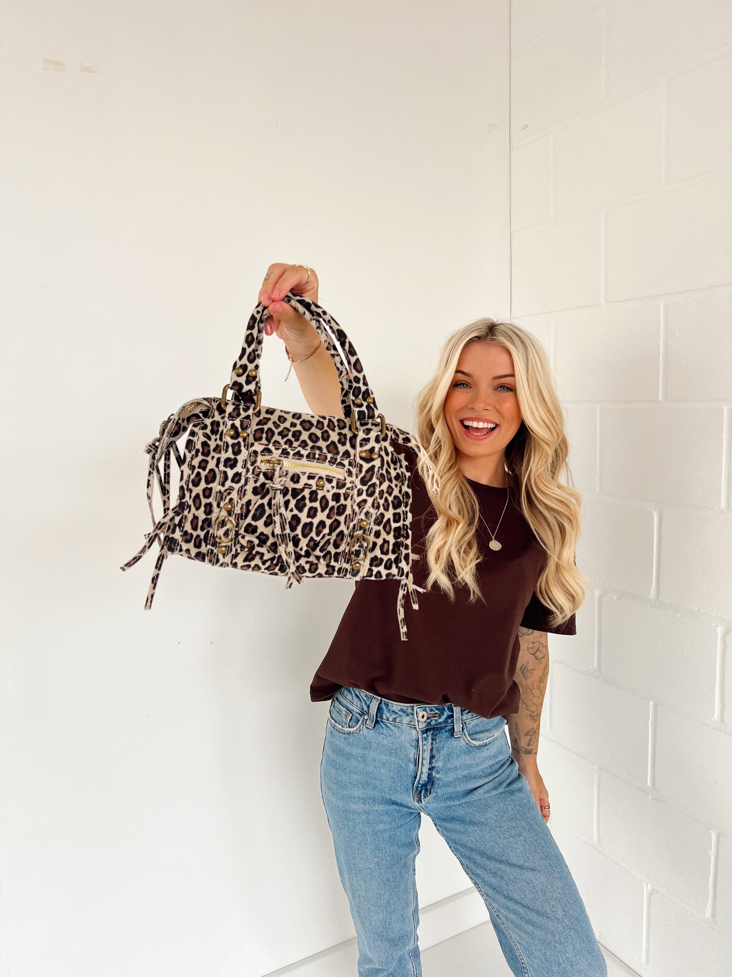 Handtas Leopard Beige