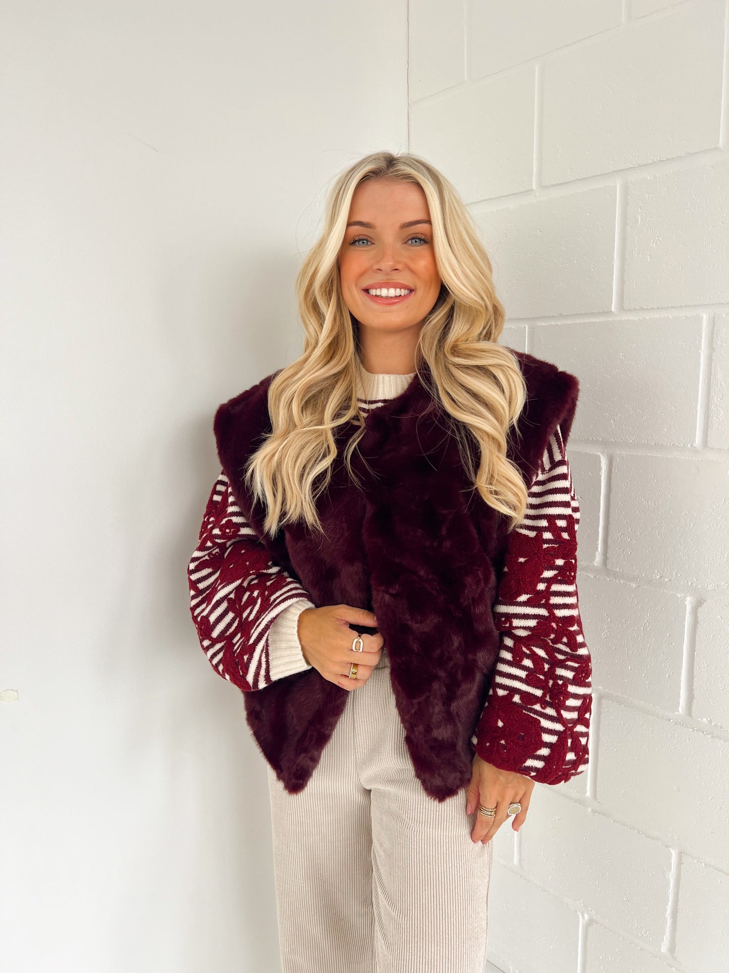 Faux Fur Gilet Bordeaux (Last one!)