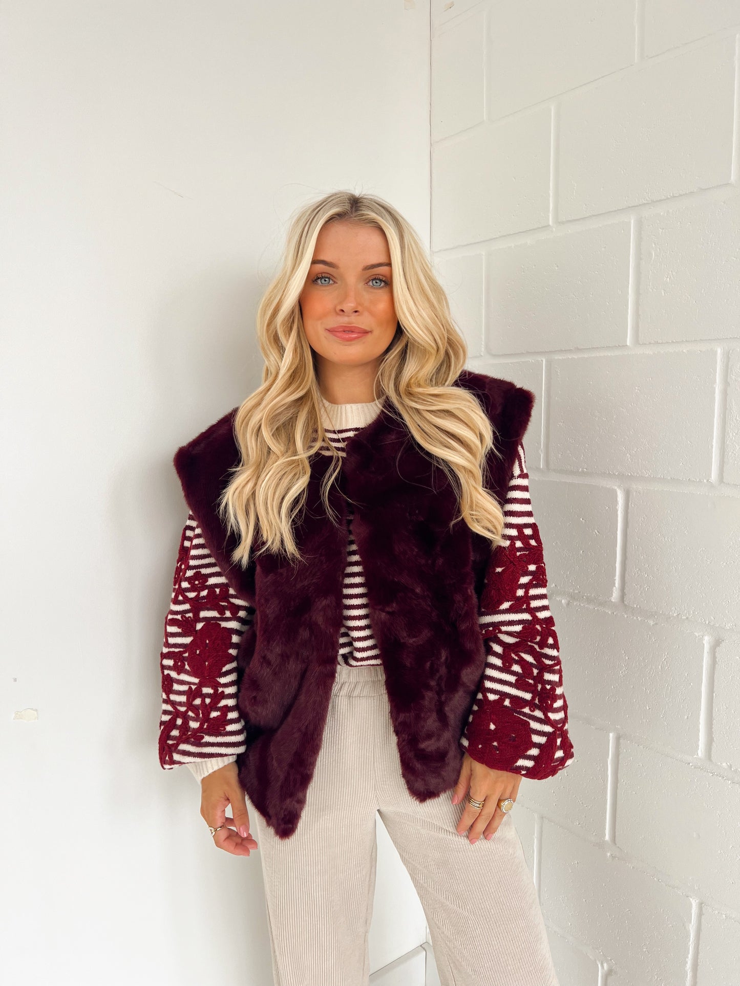 Faux Fur Gilet Bordeaux (Last one!)