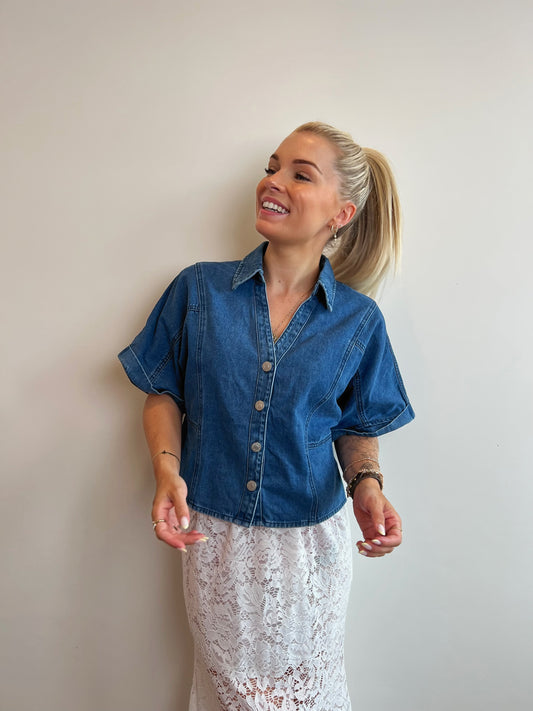Denim Top Nour Blauw