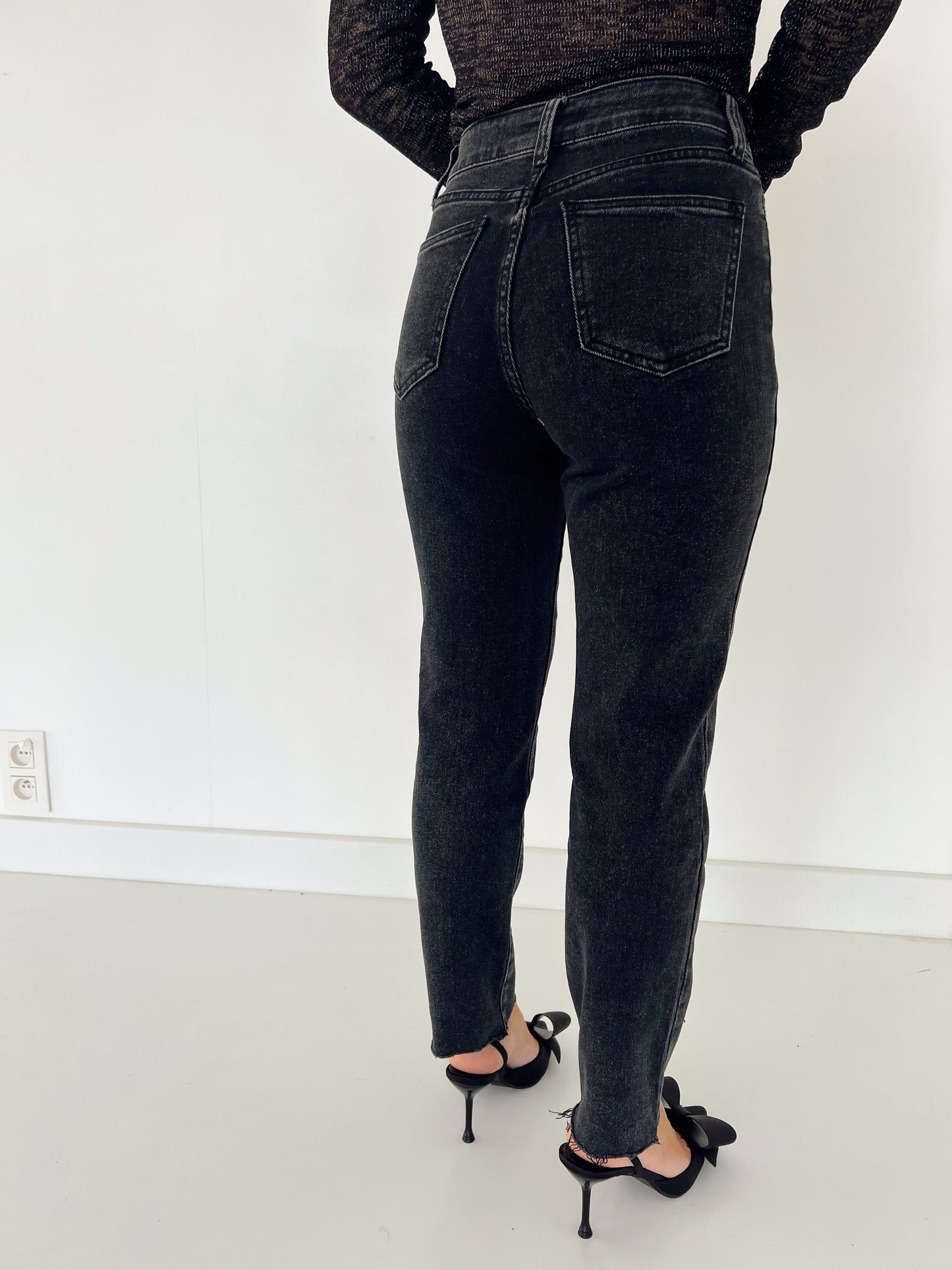 Mom Fit Jeans Donker Grijs