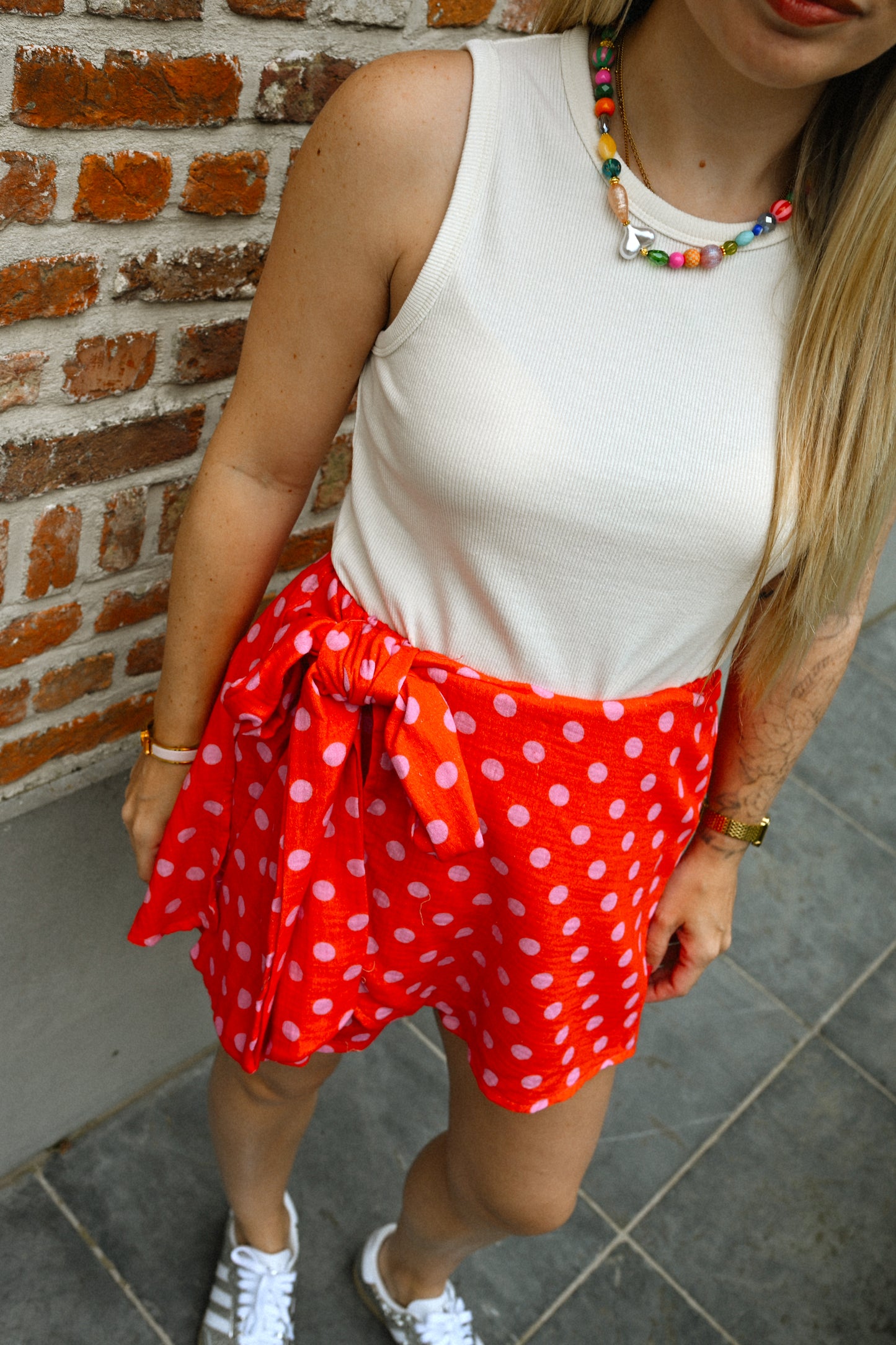 Tetra Polkadot Skort - Rood