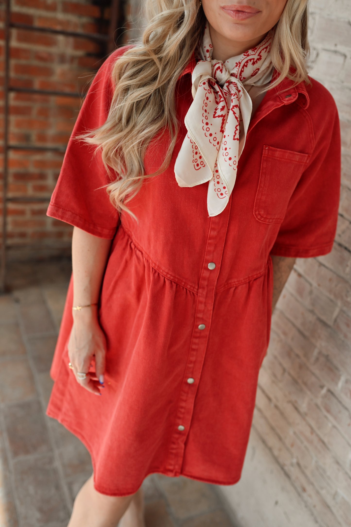 Bowie Denim Jurk - Rood