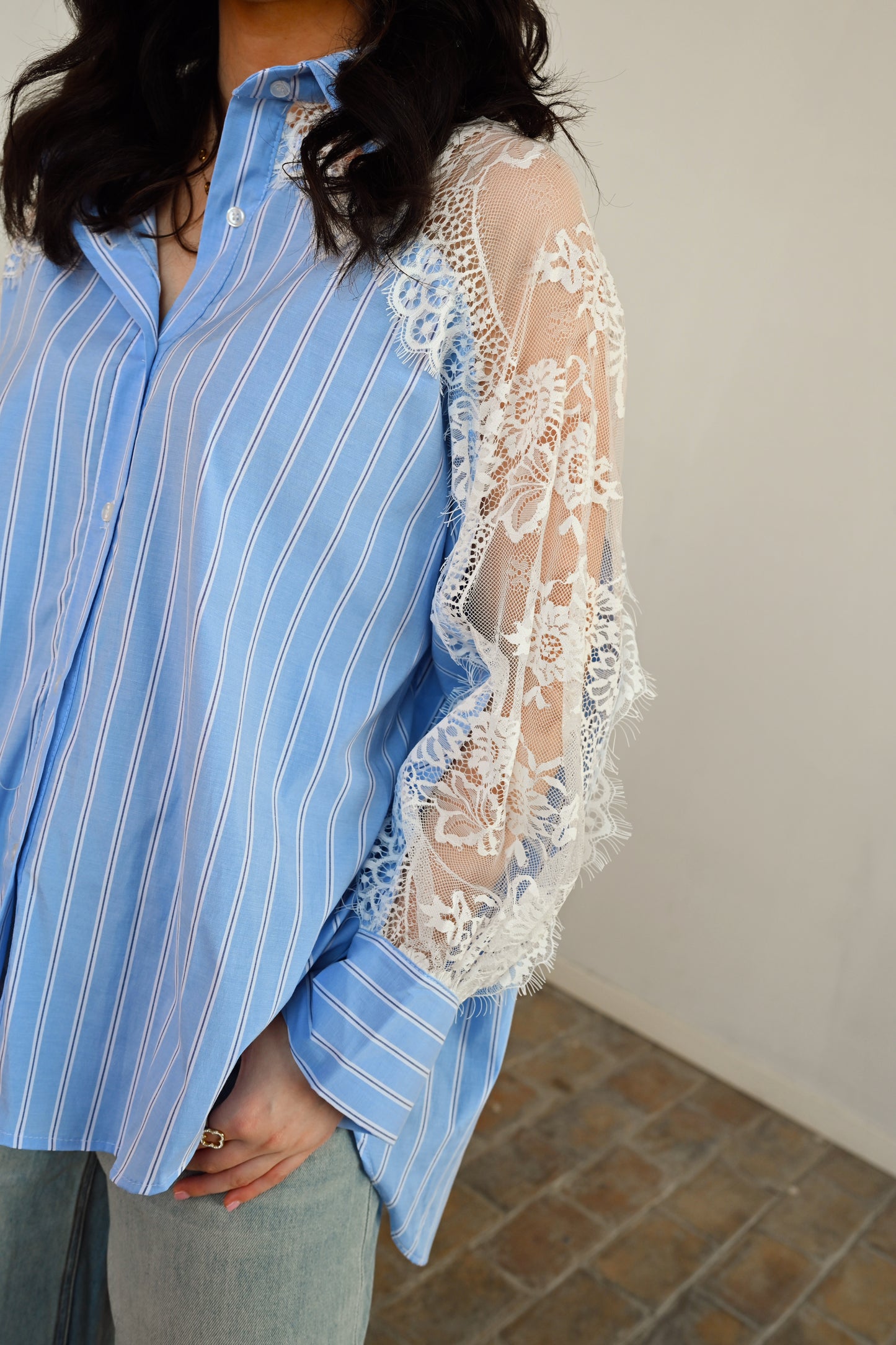 Murielle Lace Blouse - Blauw (Last one!)