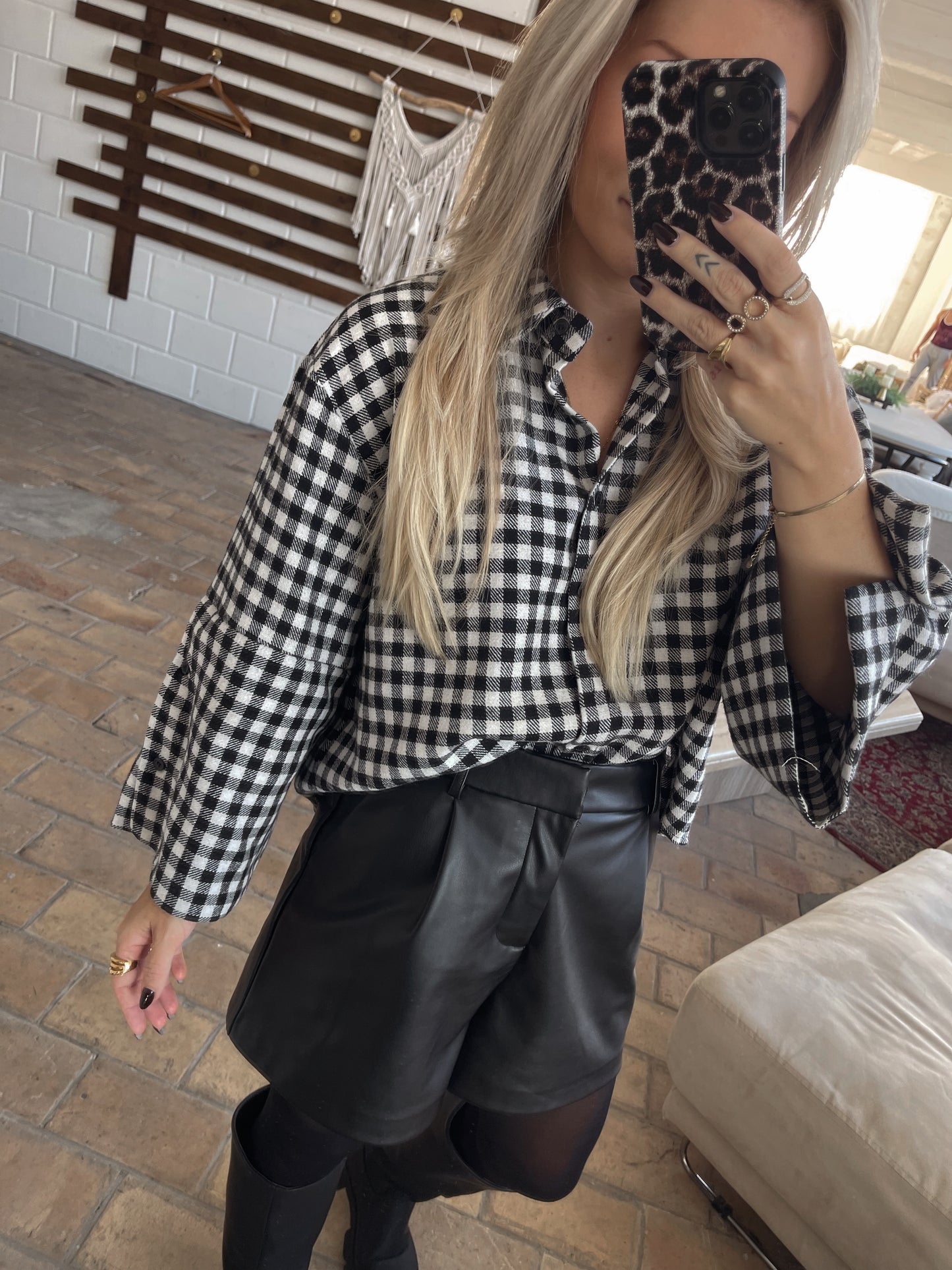 Carreaux Blouse Zwart/Wit