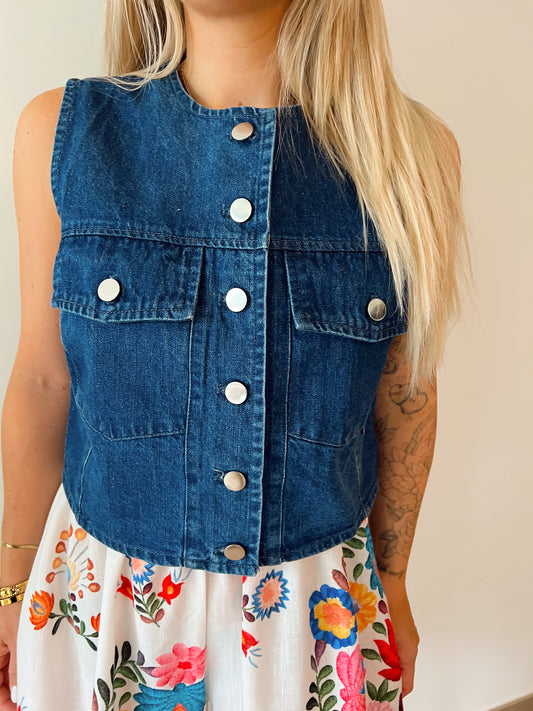 Denim Top June Donkerblauw