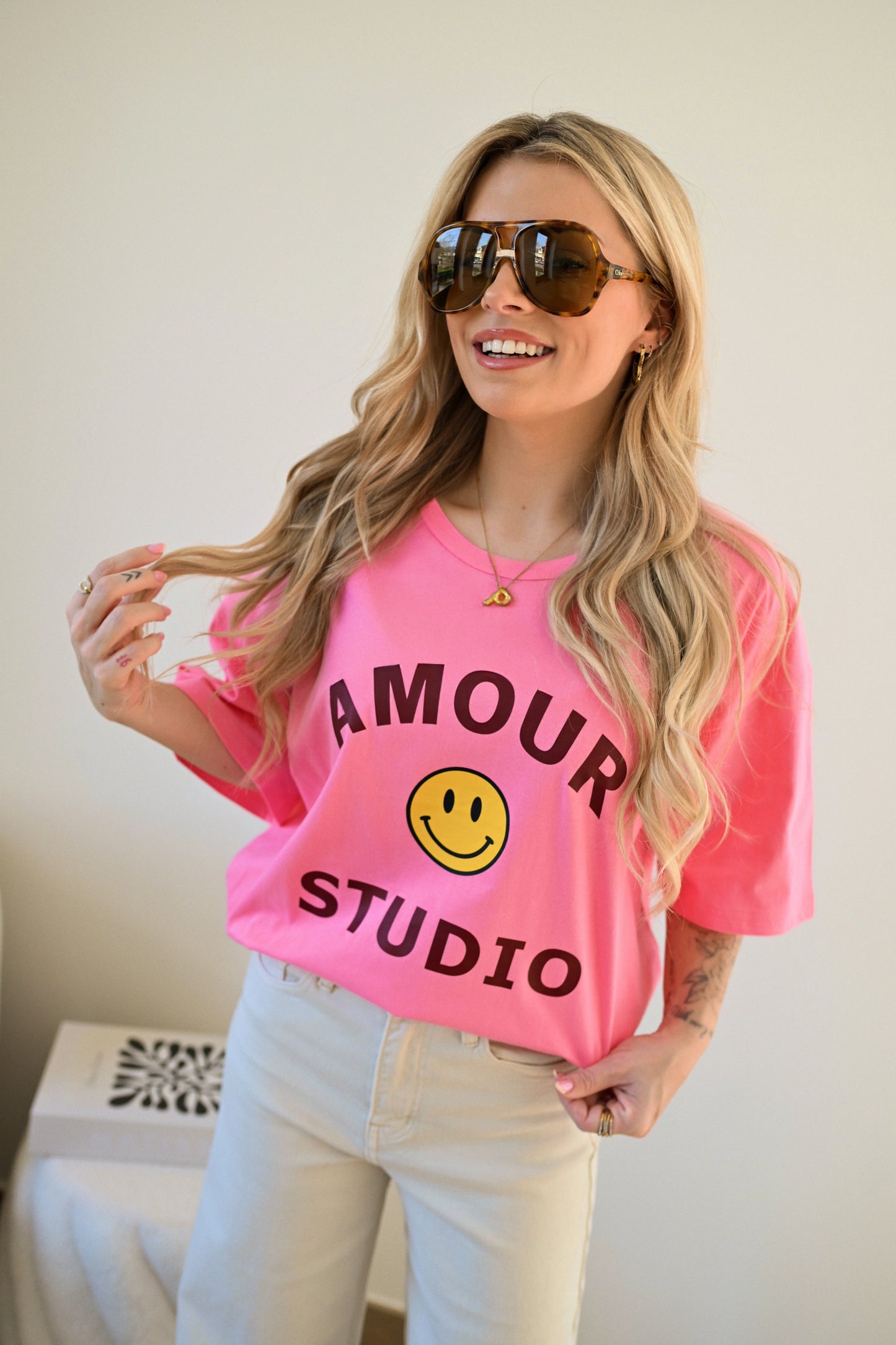 Smiley T-shirt - Roze
