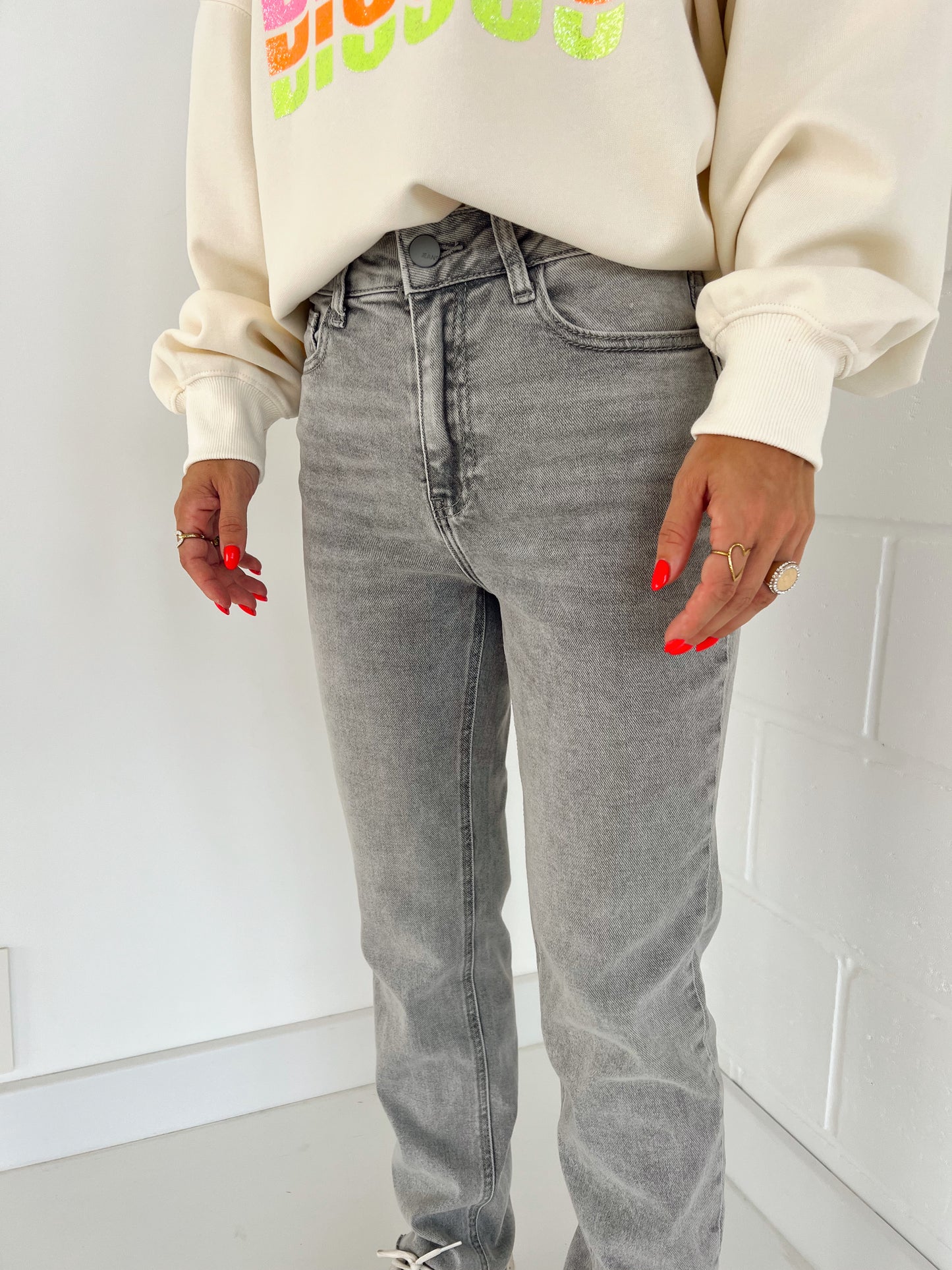 Mom Fit Jeans Licht Grijs
