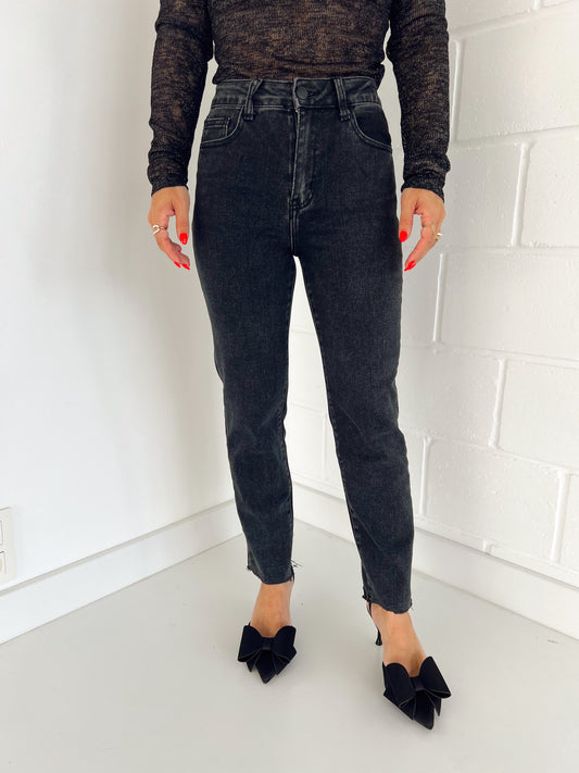 Mom Fit Jeans Donker Grijs