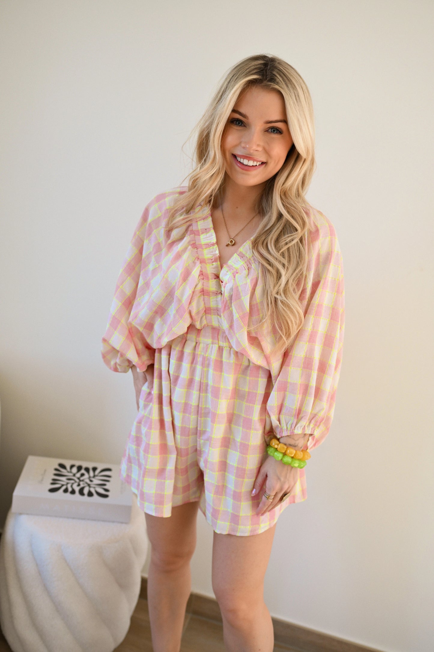 Alixe Playsuit Carreaux - Roze