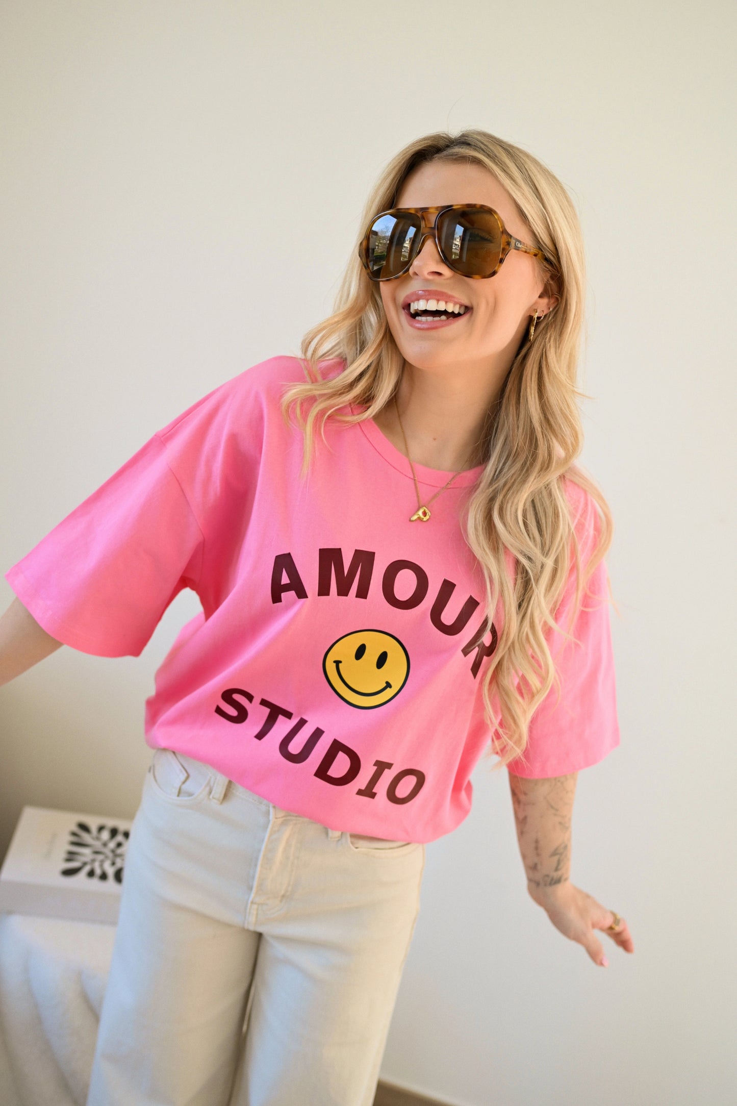 Smiley T-shirt - Roze