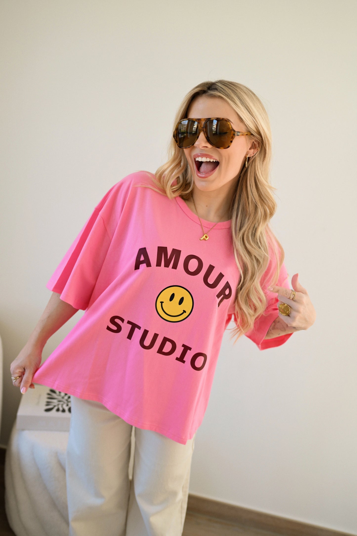 Smiley T-shirt - Roze