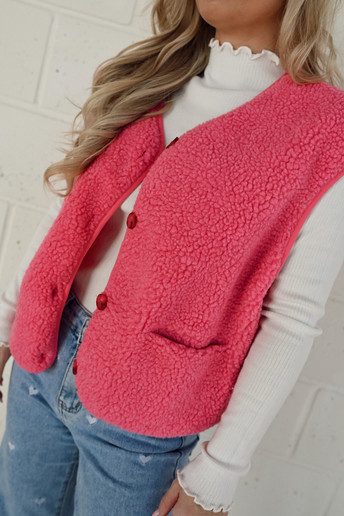 Noa Teddy Gilet - Fuchsia