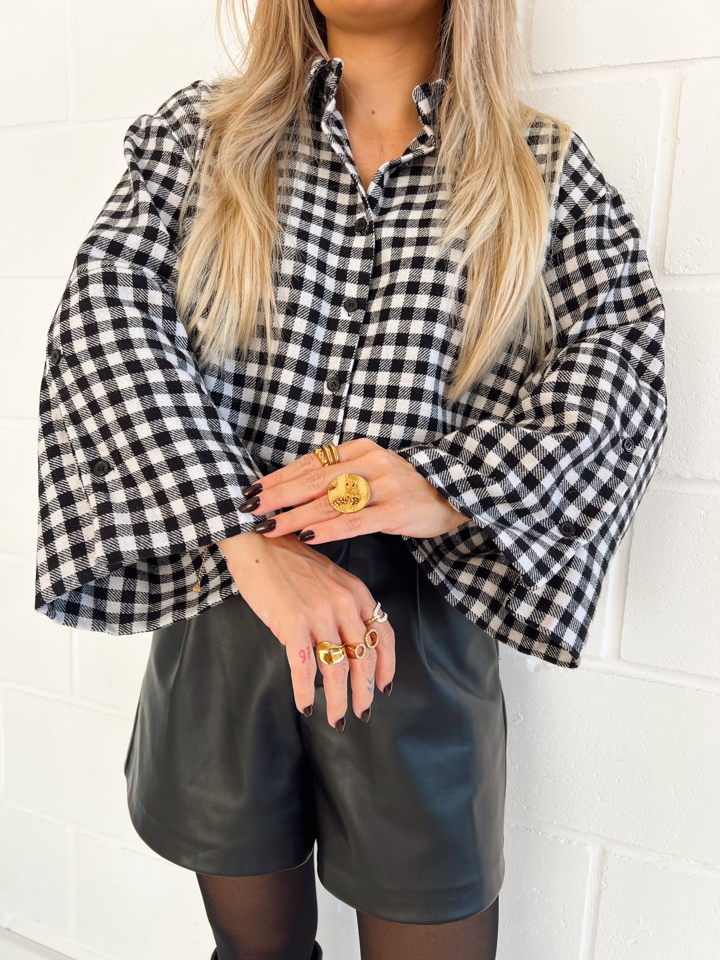 Carreaux Blouse Zwart/Wit