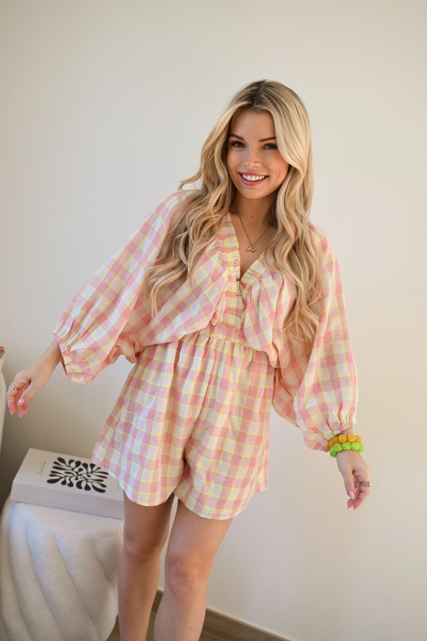 Alixe Playsuit Carreaux - Roze