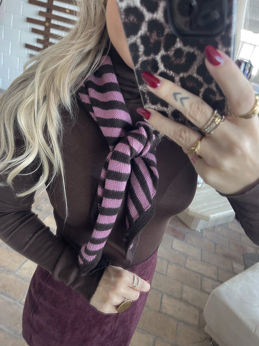 Cashmere Sjaaltje Bruin/Roze