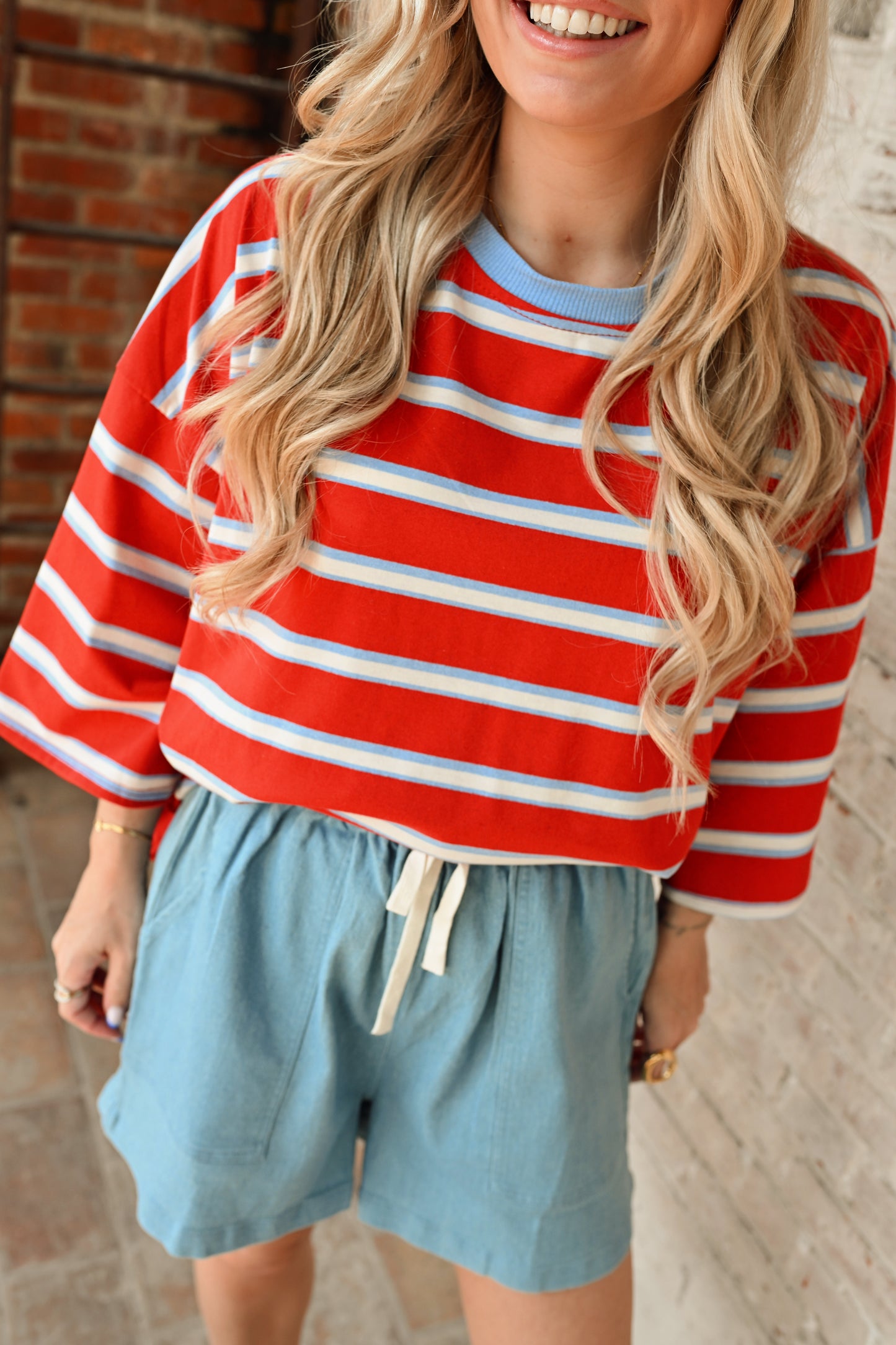Maelle Striped T-Shirt - Rood (Last one!)