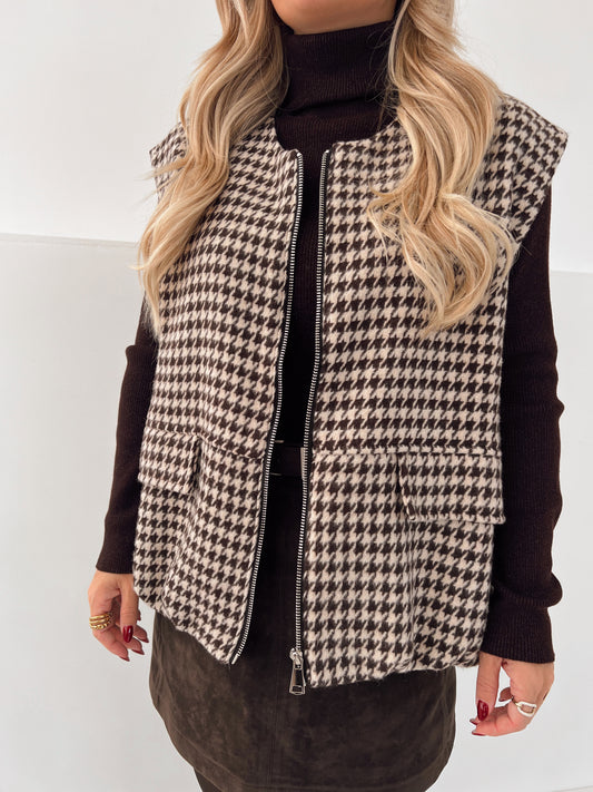 Pied De Poule Gilet Bruin