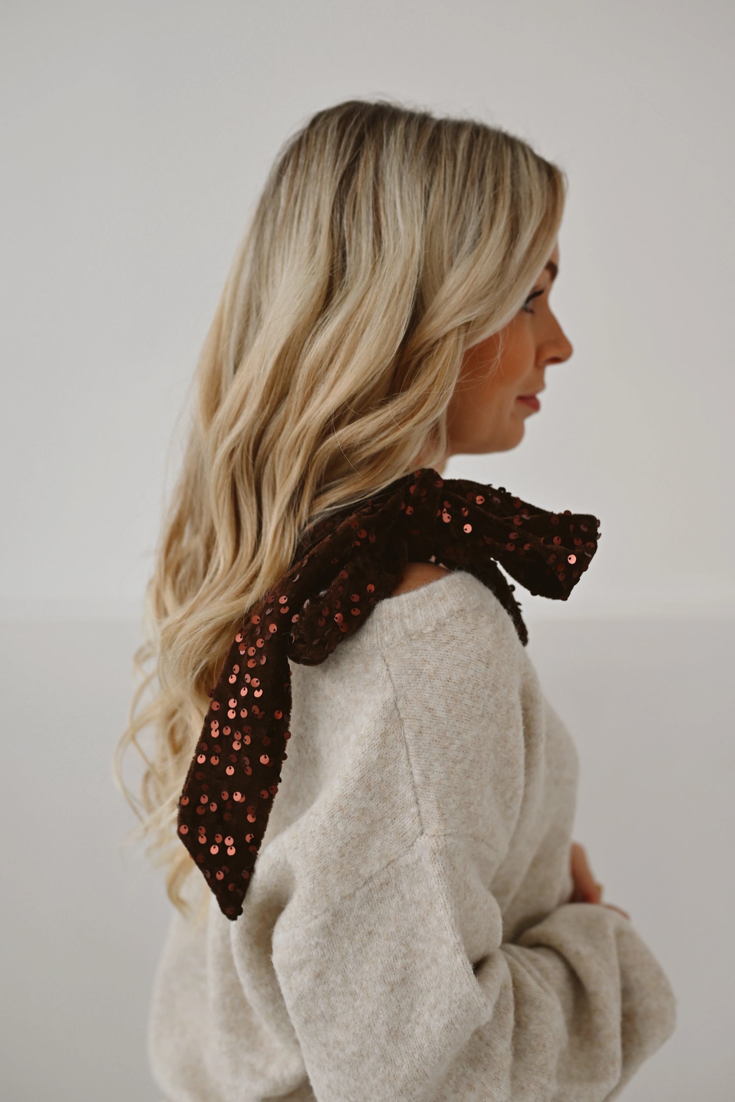 Sequin Bow Pull Beige (Last one!)