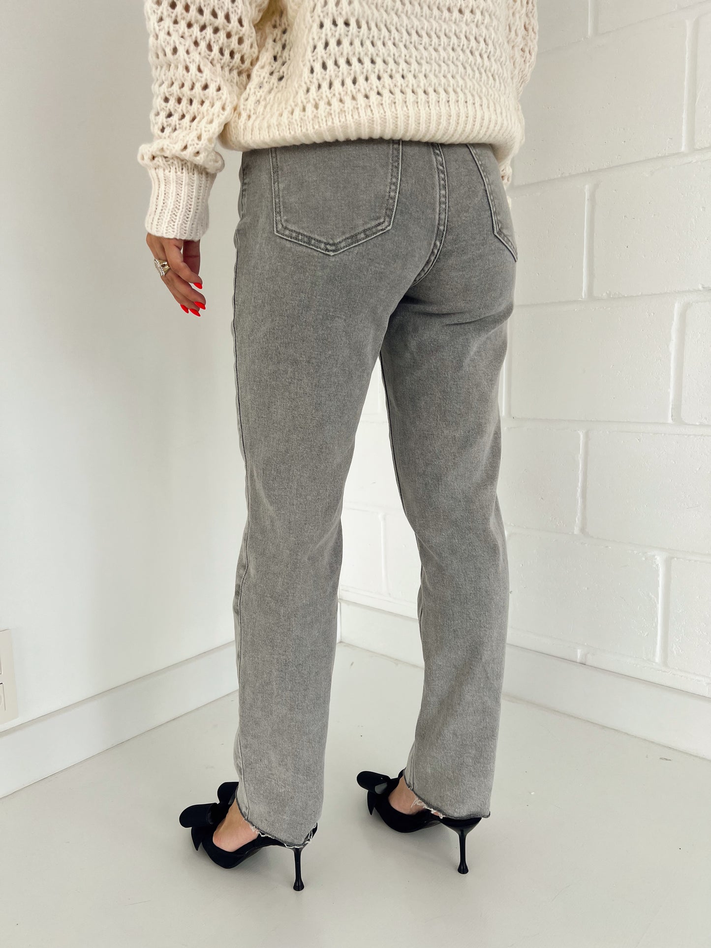 Mom Fit Jeans Licht Grijs