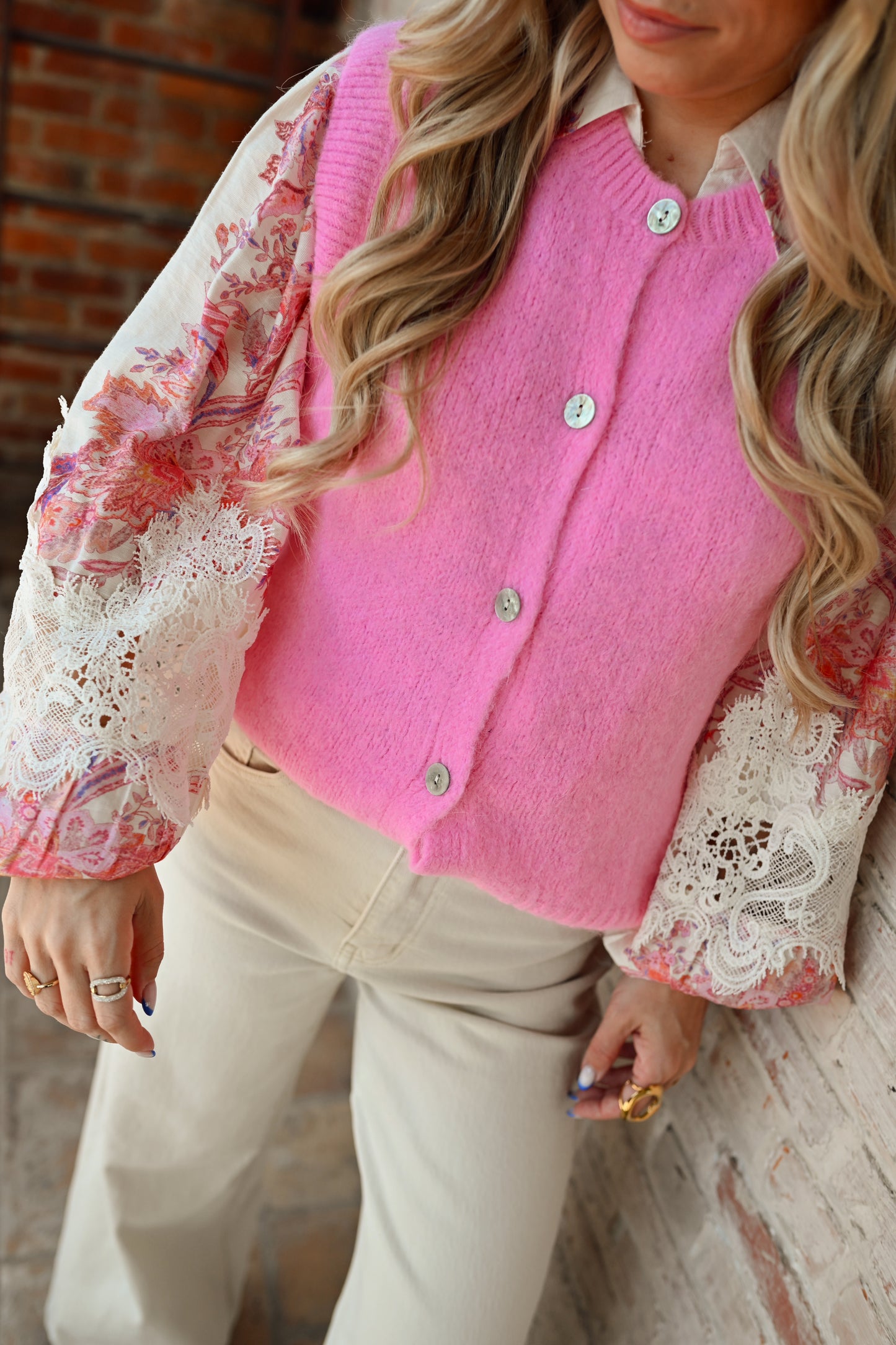 Elise Gilet - Fuchsia Roze