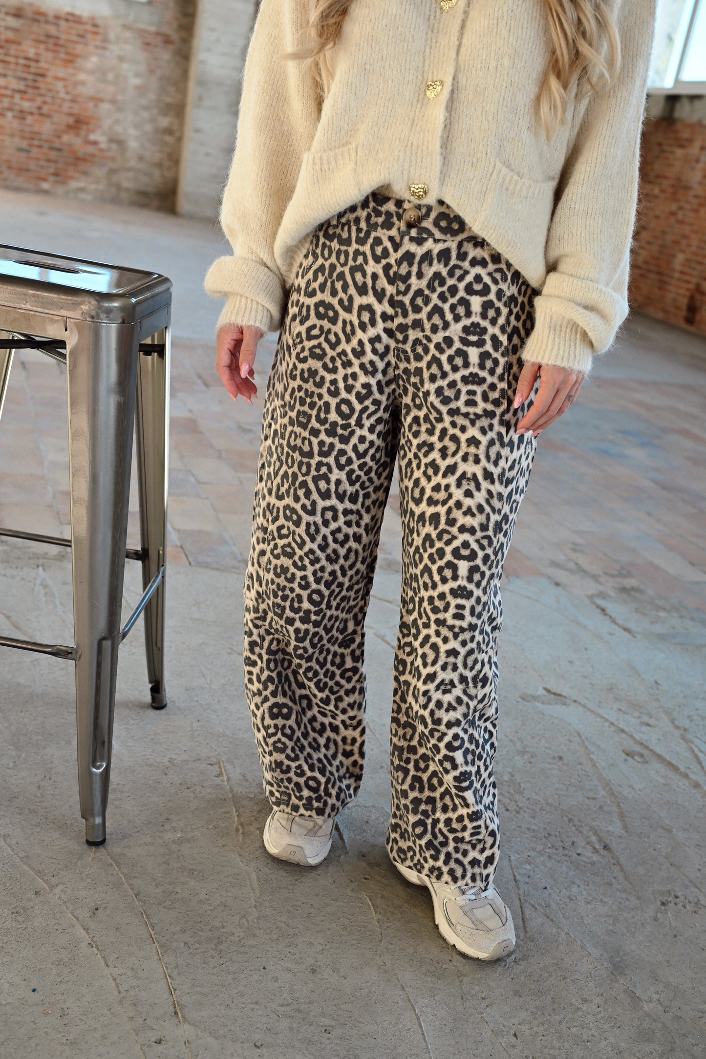 Camille Leopard Broek - Beige