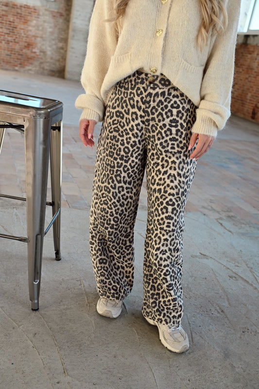 Camille Leopard Broek - Beige