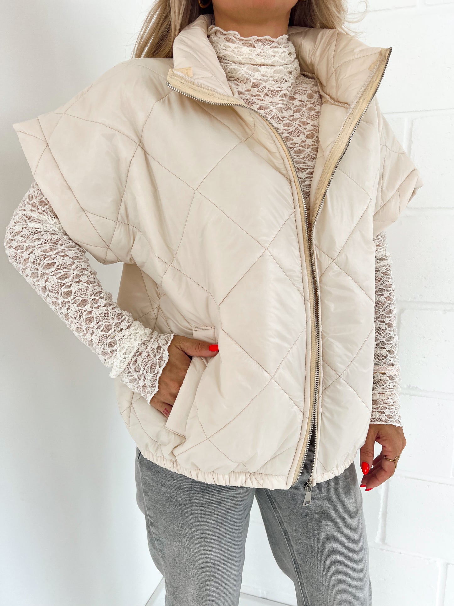 Gewatteerde Vest Ecru