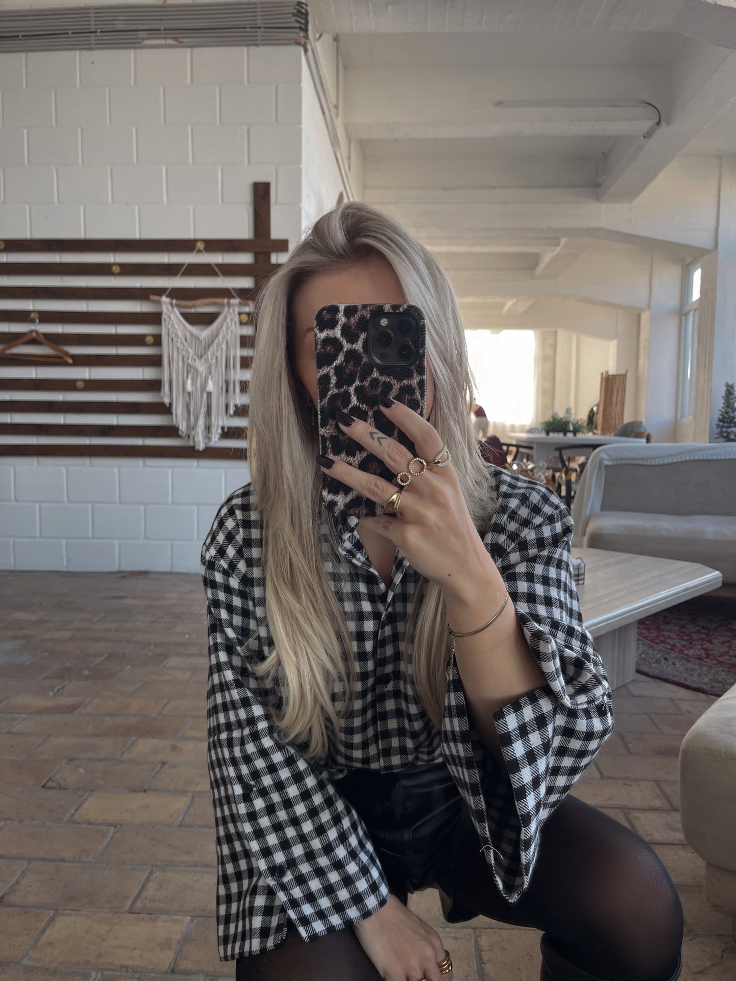 Carreaux Blouse Zwart/Wit