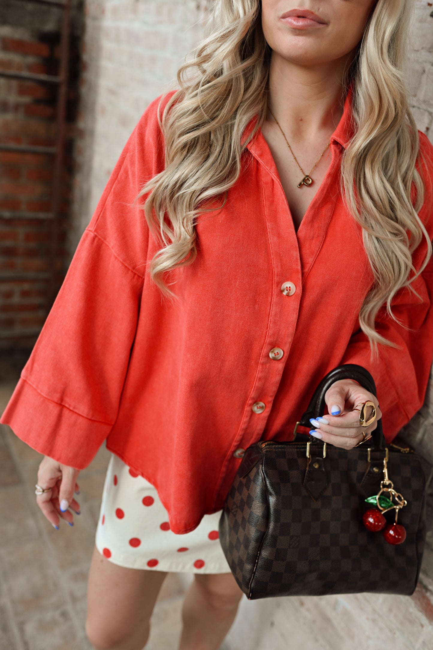 Maxine Denim Blouse - Rood (Last one!)