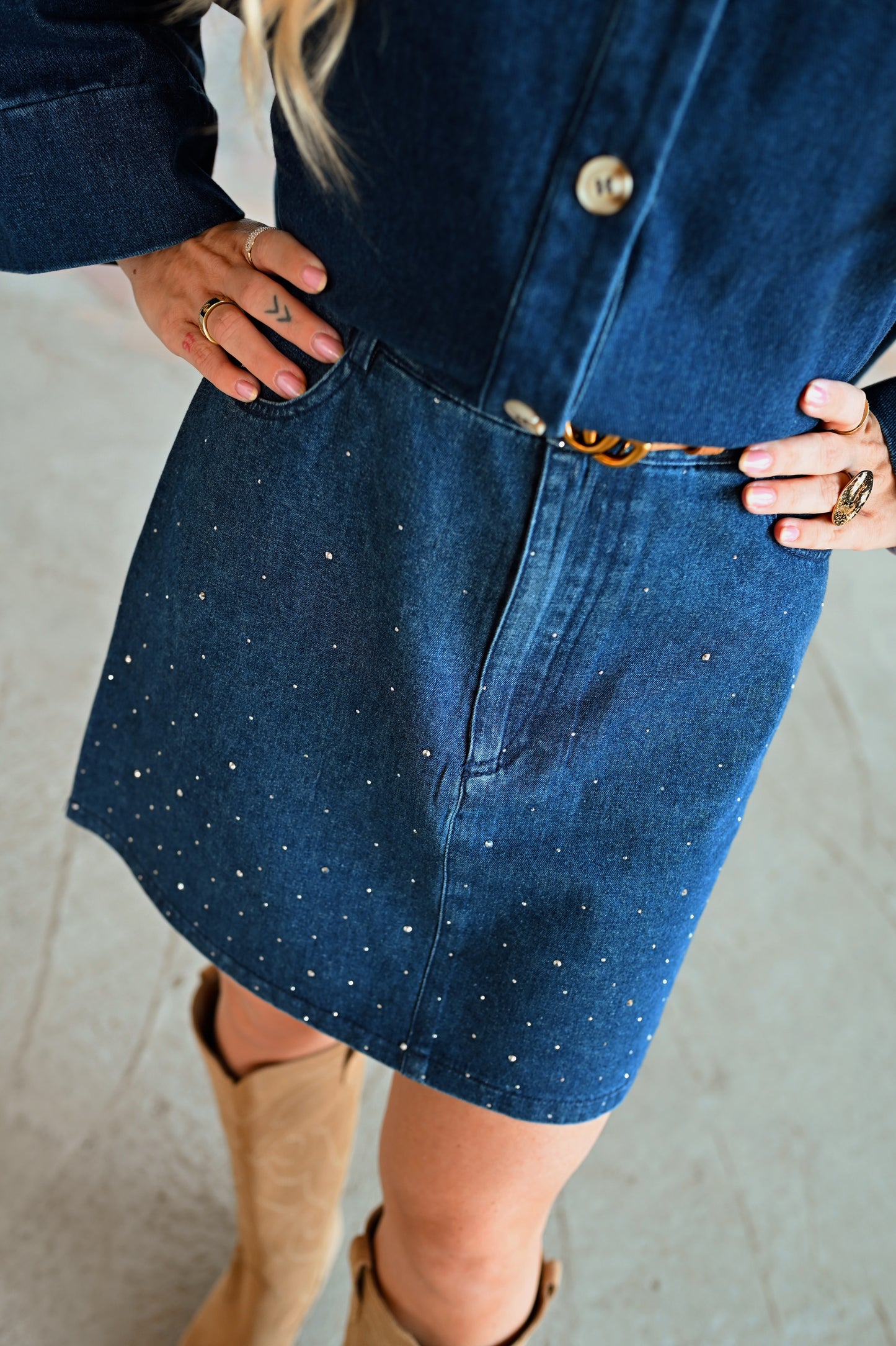 Lorelle Denim Strass Rok - Blauw (Last one!)