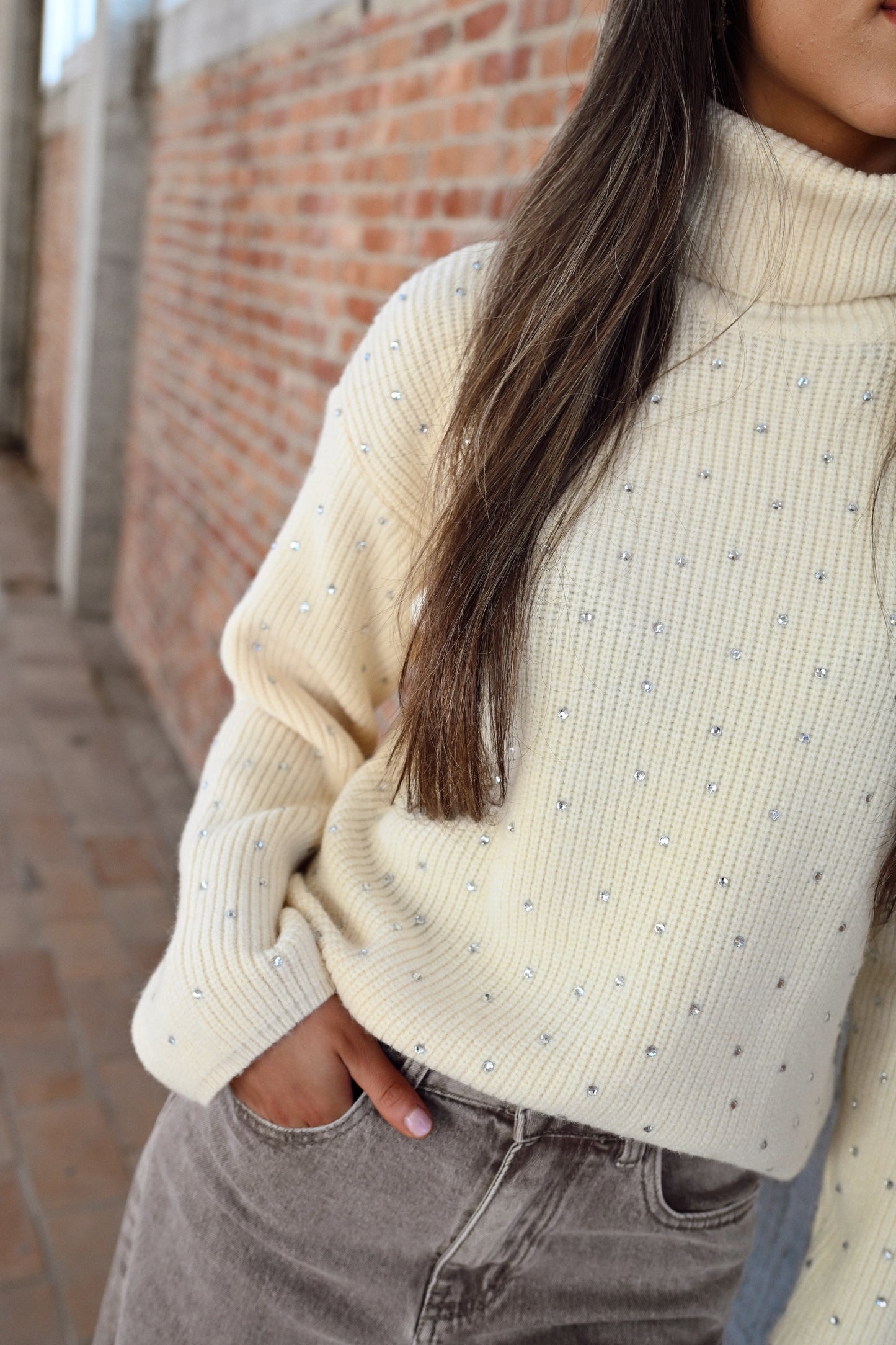 Nieke Strass Trui - Beige