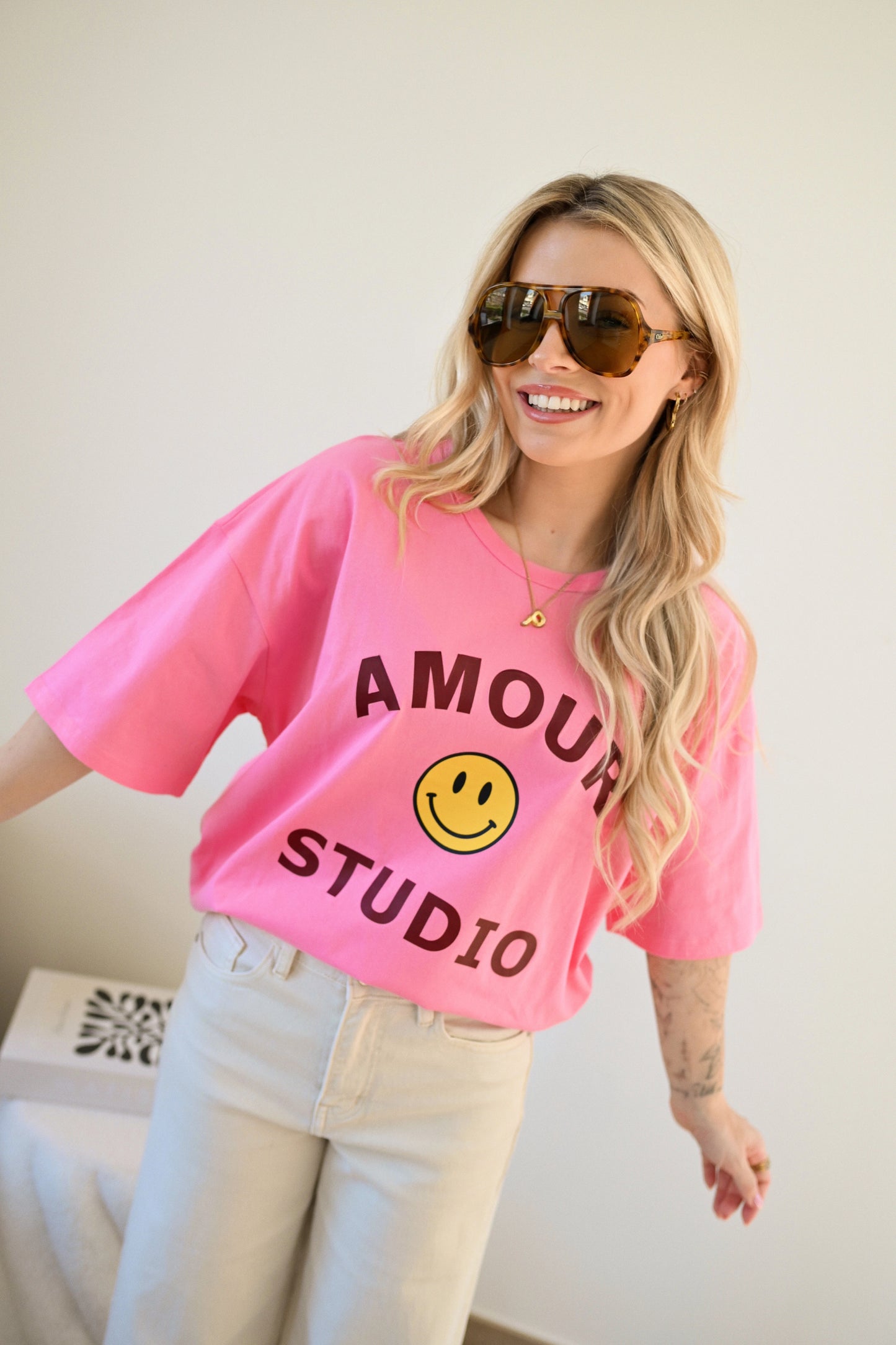 Smiley T-shirt - Roze