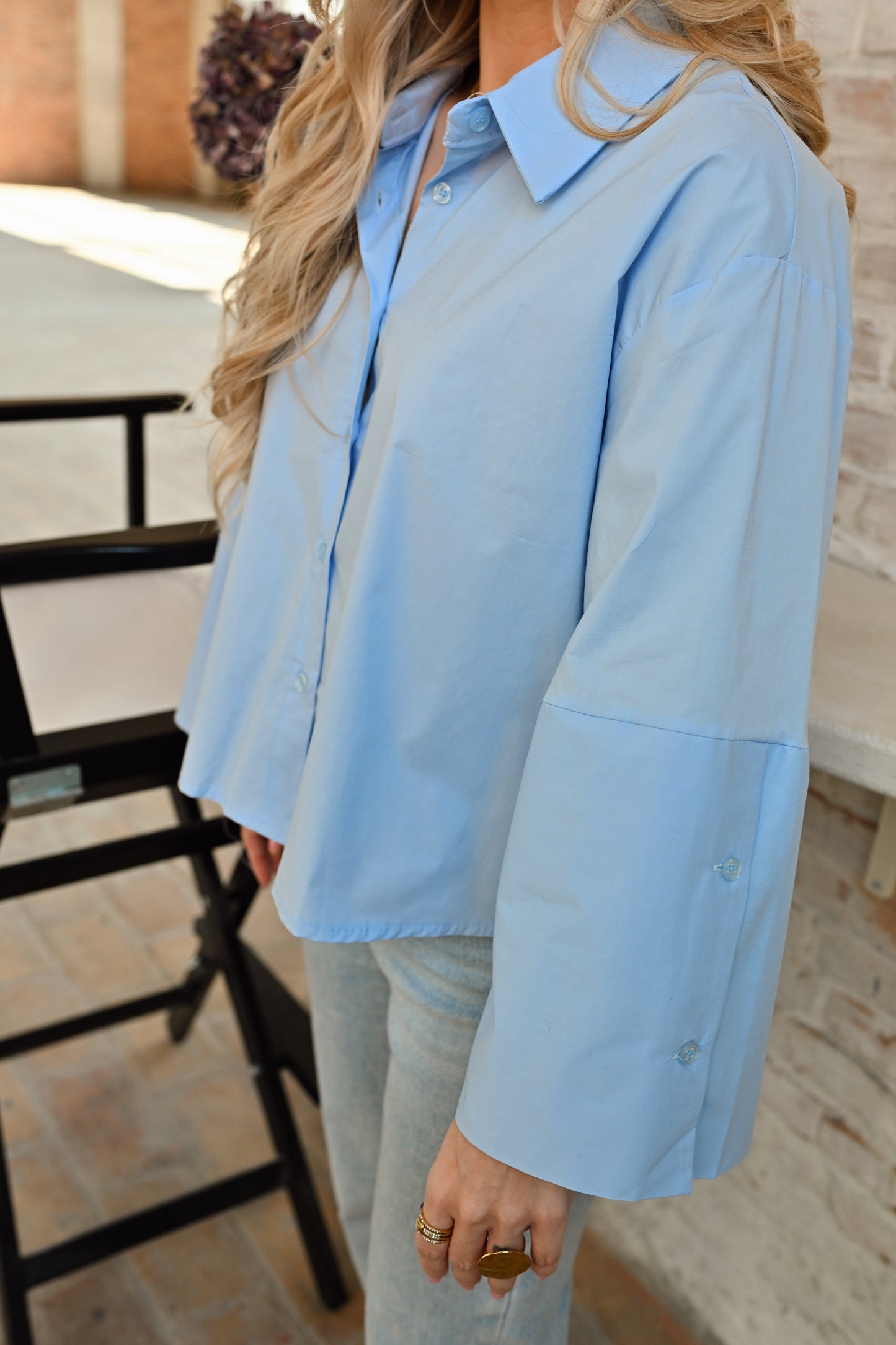 Liv Cropped Blouse - Blauw