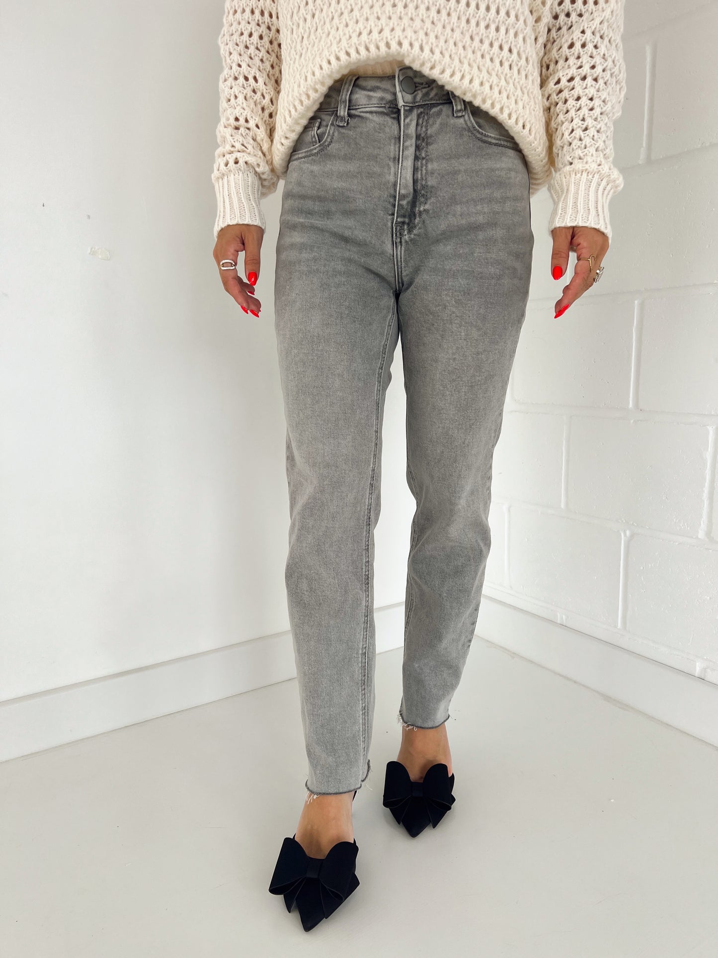 Mom Fit Jeans Licht Grijs