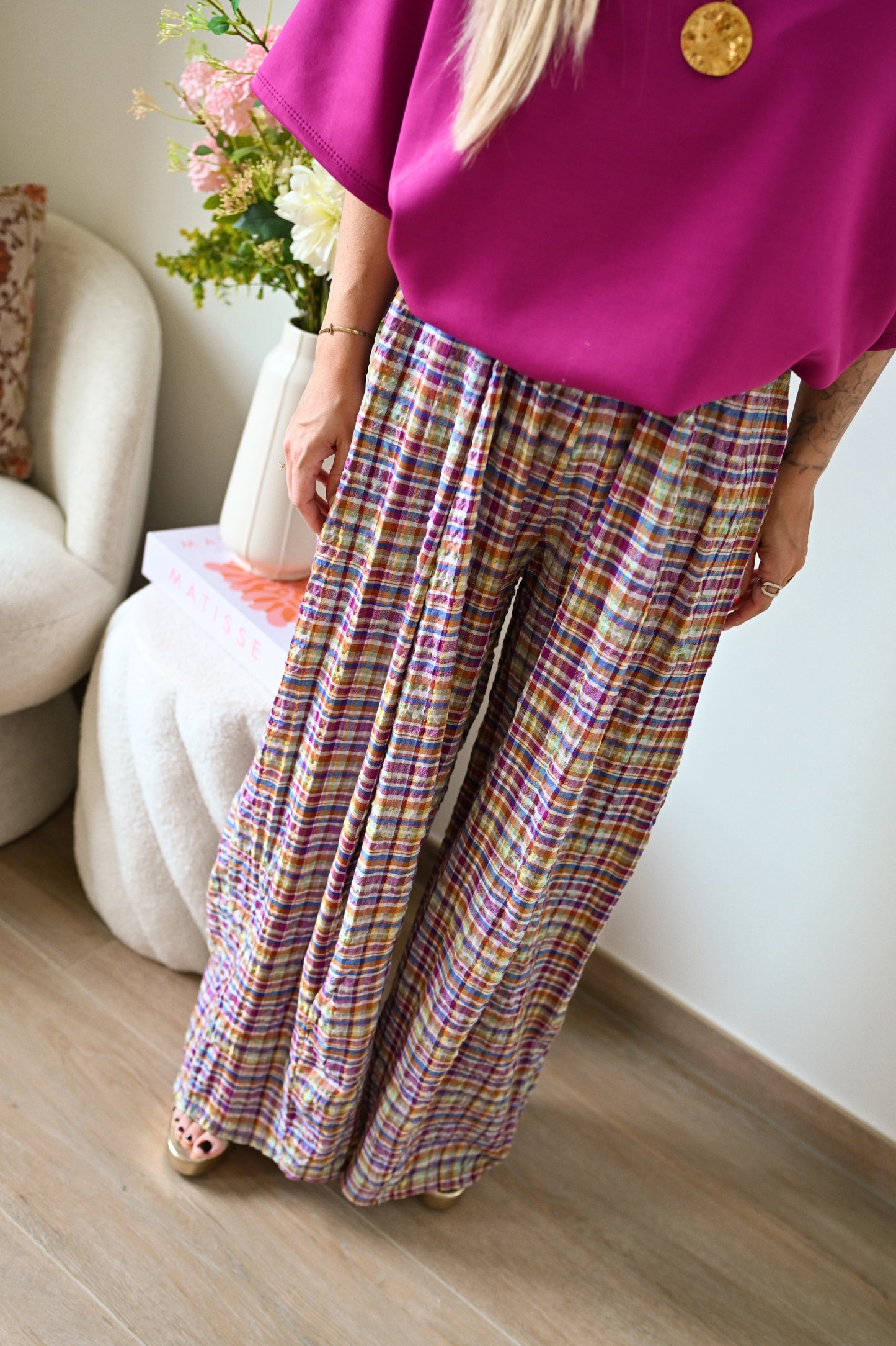 Carreaux Broek - Paars
