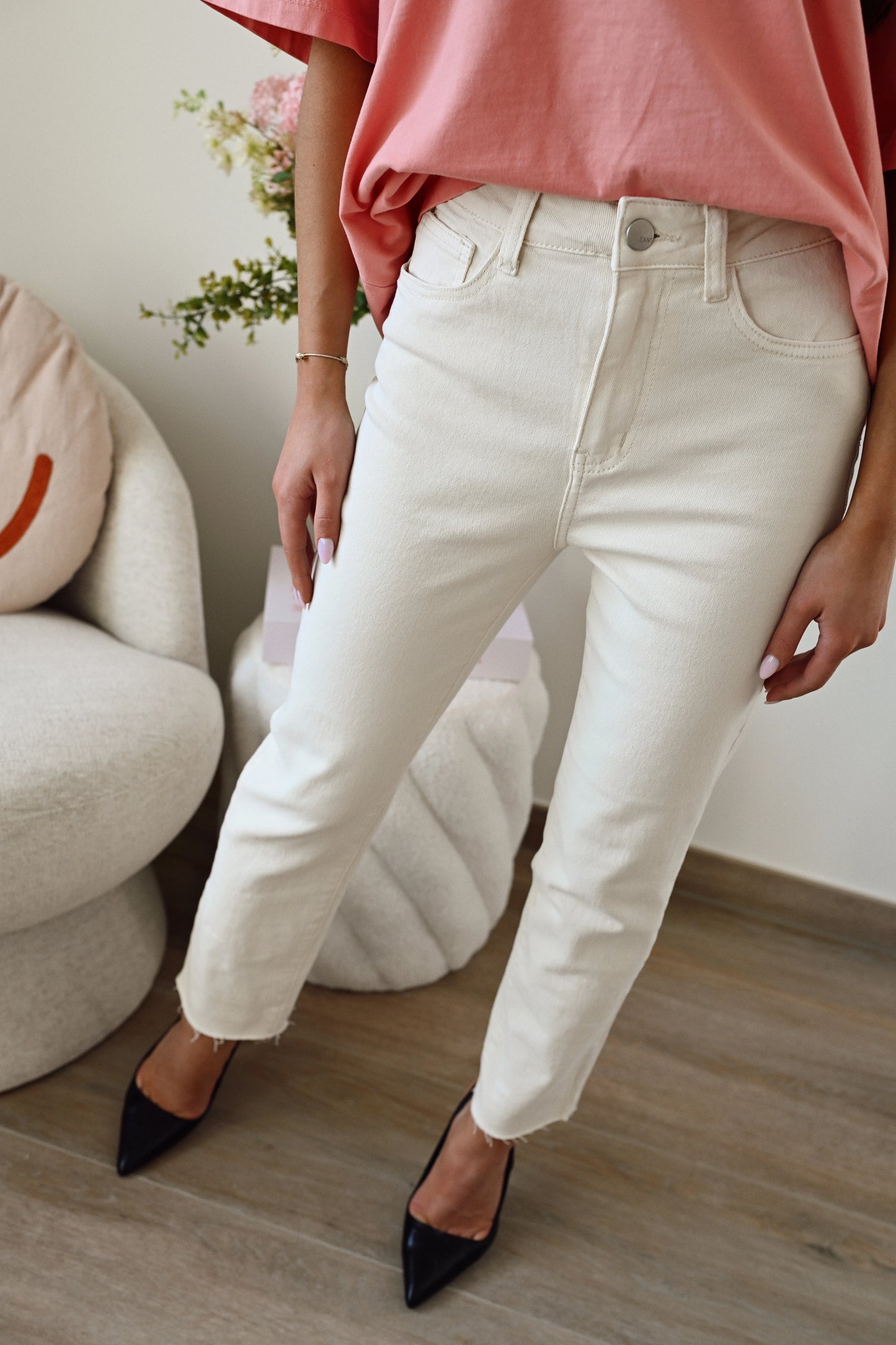 Denim Mom Jeans - Ecru (Last one!)