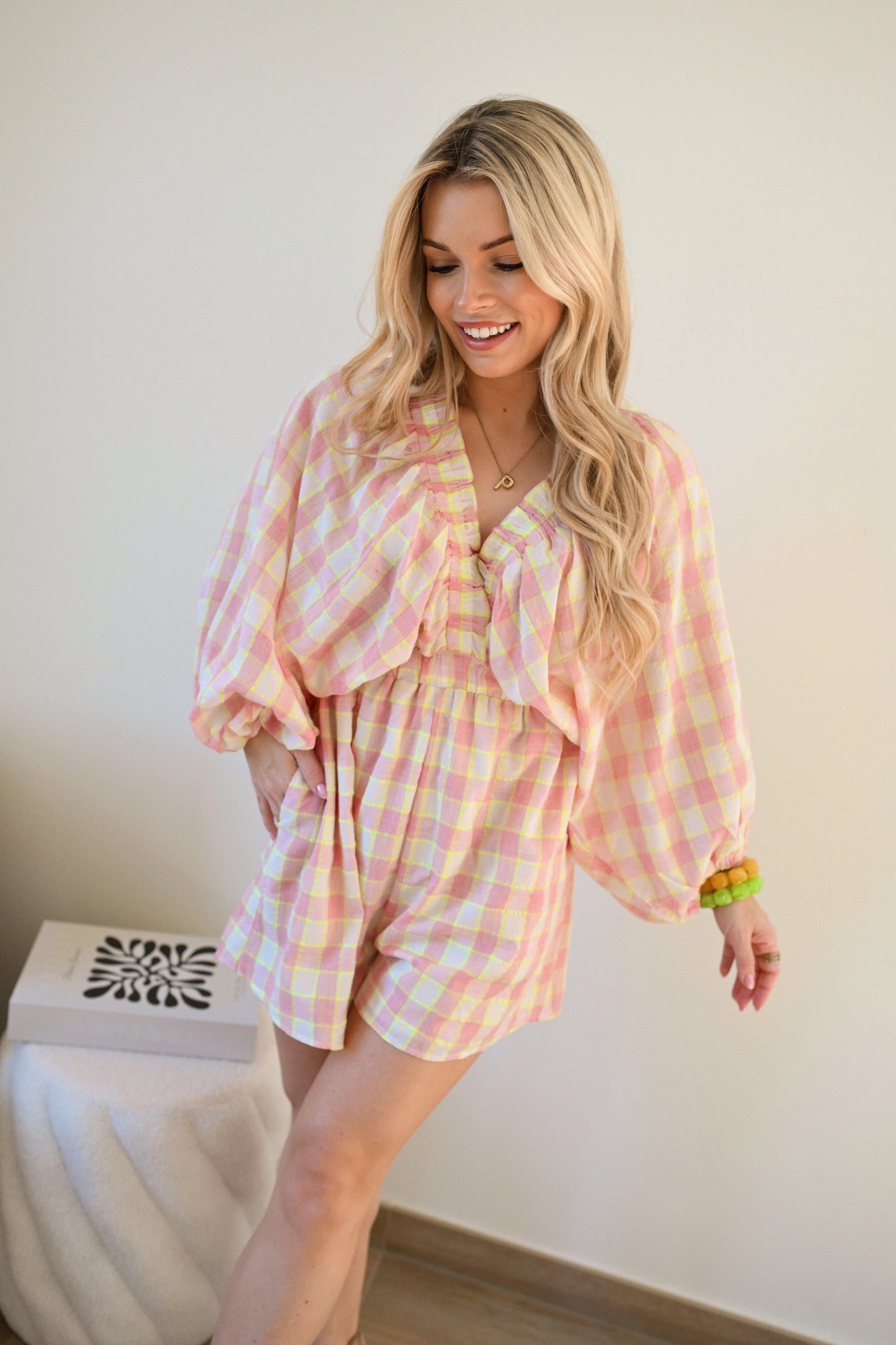 Alixe Playsuit Carreaux - Roze