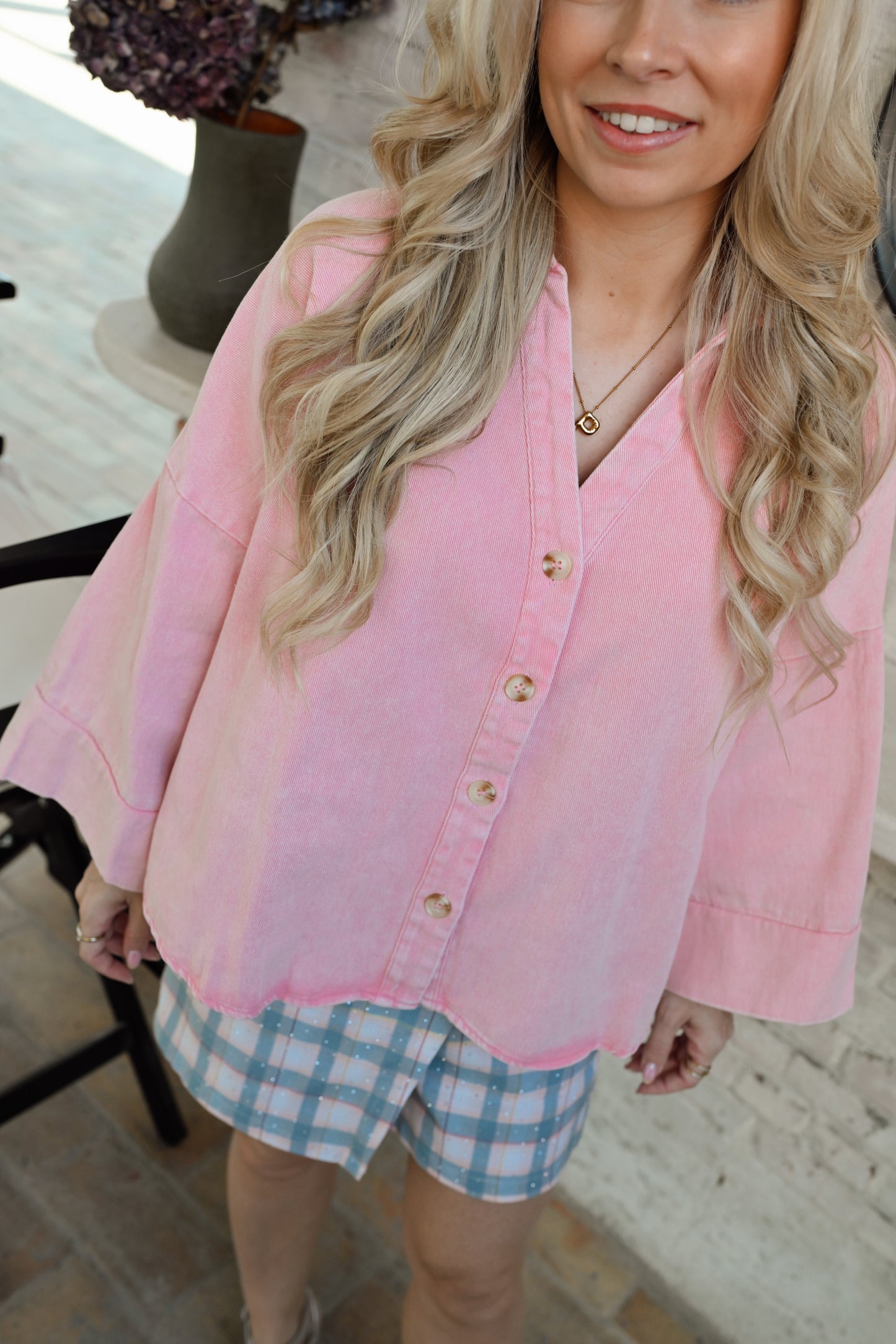 Maxine Denim Blouse - Roze