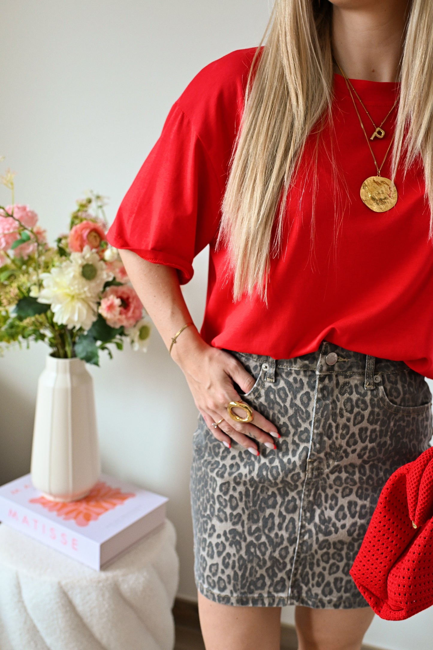 Denim Leopard Rok - Bruin
